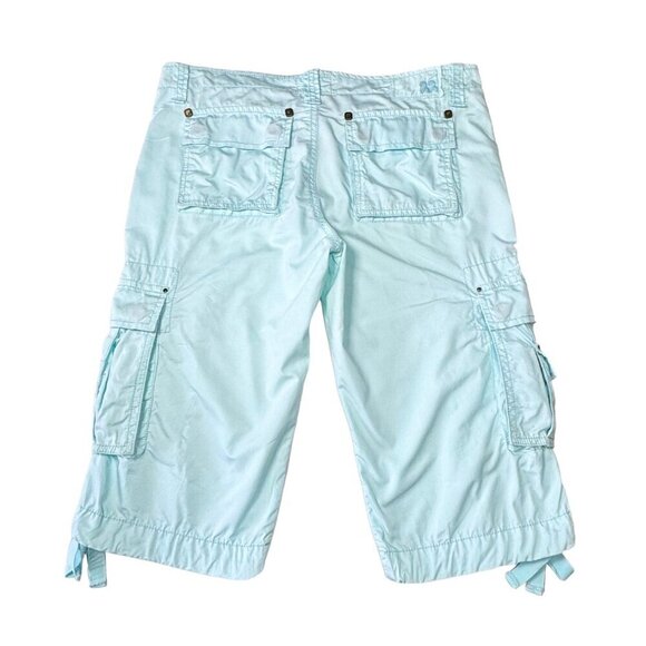 VTG Y2K Twill Twenty Two Cargo Shorts Sz. 26 Blue Cotton Low Rise Pockets Beach - Picture 2 of 12